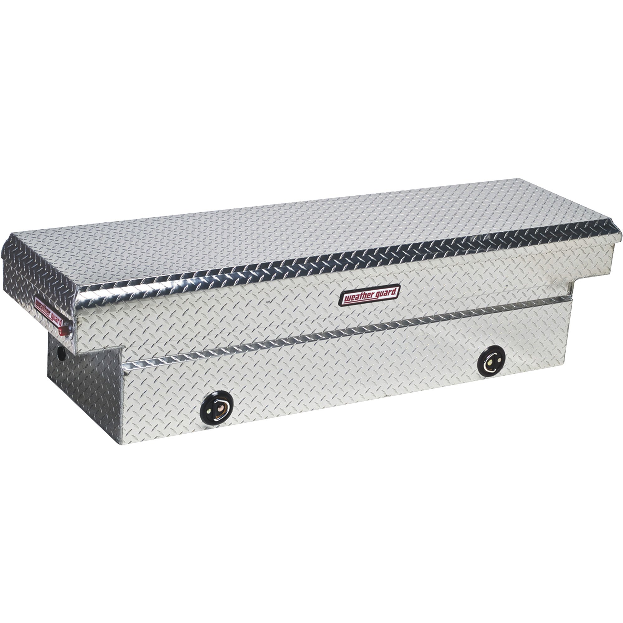 Weather Guard Full-Size Saddle Truck Tool Box — Aluminum, Diamond Plate, Rotary Latches, 71.5in. x 20.25in. x 18.5in., Model# 127-0-02